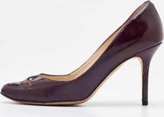 Jimmy Choo London Pruple Leather Cut Out Pumps