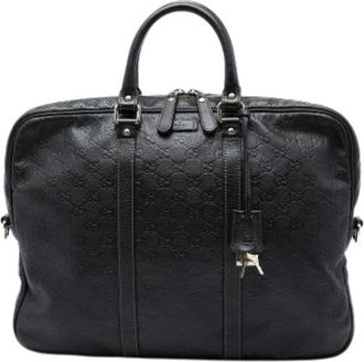 Gucci Pre-owned Aktetas - unisex - Vintage Handtas - Zwart - ONE Size - Leer - Vintage