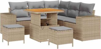 vidaXL Garden Sofa Set with Cushion 8 pcs Beige and Light Grey vidaXL