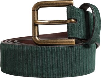 Dolce & Gabbana Men Green Velvet Leather Metal Buckle Belt Calf