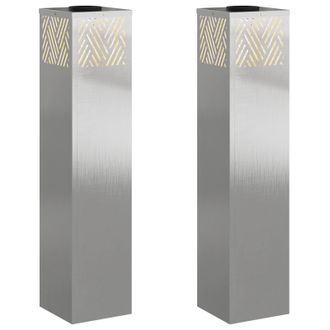 vidaXL Luz De Camino Led Solar 2 Pcs Plateado Acero Inoxidable Vidaxl