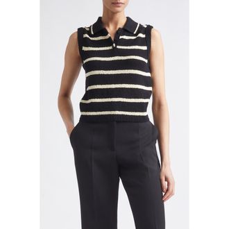 Altuzarra Elmer Stripe Polo Sweater Vest in Black at Nordstrom, Size X-Small