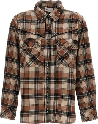 P.A.R.O.S.H. Multicolor Plaid Studded Cotton Western Shirt