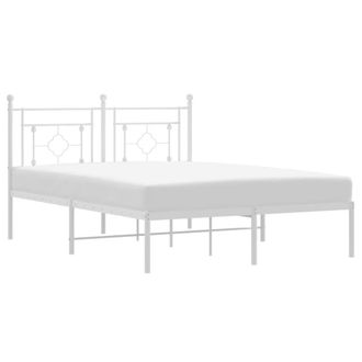 Berkfield Home Metal Bed Frame without Mattress with Headboard White 140x190cm | Size: 140x190 cm