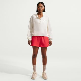 Nike Womens Nike Sportswear Chill Waffle Loose Mid-Rise Shorts in Red | IF0579-696
