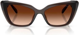 Swarovski 54mm Cat Eye Sunglasses in Transparent Brown /Brown at Nordstrom
