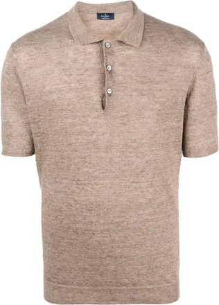 Barba short-sleeved polo shirt - men - Linen/Flax - 50 - Brown