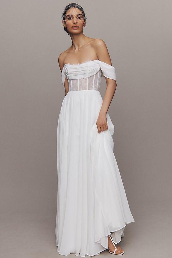Jenny by Jenny Yoo Nora Off-The-Shoulder Corset A-Line Wedding Gown