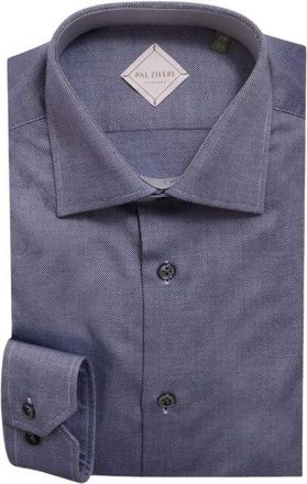 Pal Zileri Overhemden, Heren, Blauw, L, Katoen, Verfijnd Blauw Katoenen Overhemd