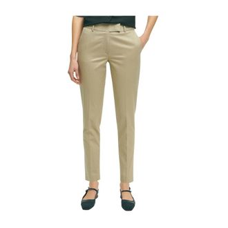 Brooks Brothers Stretch Katoenen Twill Advantage Chino - Dames - Slim Fit Broeken - Beige - S - Katoen - Broeken