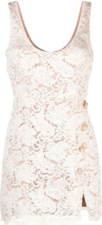 Self Portrait cord-lace mini dress - women - Viscose/Polyester/Polyamide/Polyester - 12 - White