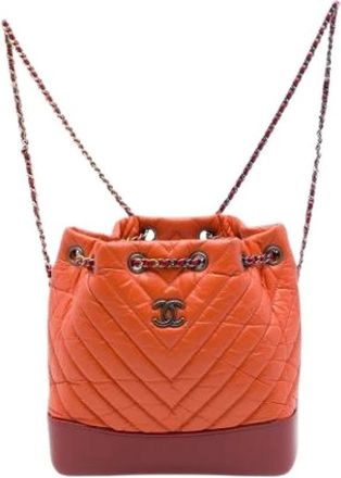 Chanel Pre-owned Gabrielle Backpack - Dames - Vintage Tas - Oranje - ONE Size - Leer - Vintage