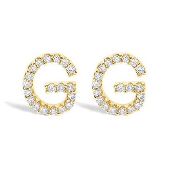 House of Brilliance 10K Gold 1/10 Cttw Diamond Initial A to Z Stud Earring in Yellow Gold | G at Nordstrom