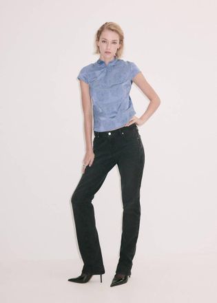 Mango Blusa maniche corte dettaglio collo blu - Donna - XS - MANGO