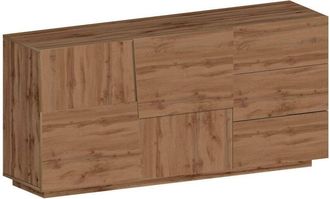 Dmora Aparador Xavier, Buffet De Sal&oacute;n, Aparador De Sal&oacute;n Con 2 Puertas Y 3 Cajones, 180x44h86 Cm, Roble - Dmora