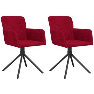 vidaXL Sillas De Comedor Giratorias 2 Unidades Terciopelo Rojo Tinto Vidaxl