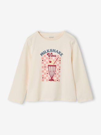 Vertbaudet M&auml;dchen Langarmshirt mit Print wollwei&szlig;