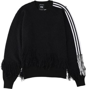Yohji Yamamoto Black Three-Stripe Textured Knit Sweater