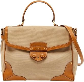 Prada Pre-owned Handbags, female, Beige, Size: ONE SIZE Pre-owned Canvas Handbag
