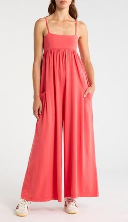 Free People FP Movement Hot Shot Strappy Stretch Cotton Jumpsuit in Grapefruit at Nordstrom, Size X-Small