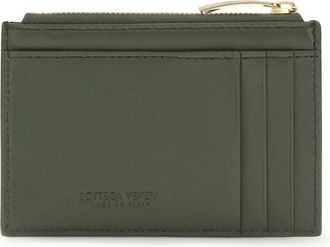 Bottega Veneta Womens Cardholder Intrecciato Green Tweed-Gold Lambskin Wallets & Purses Tweed/gold