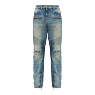Balmain Slim-fit Jeans, male, Blue, Size: W32 Biker Jeans in Vintage Denim