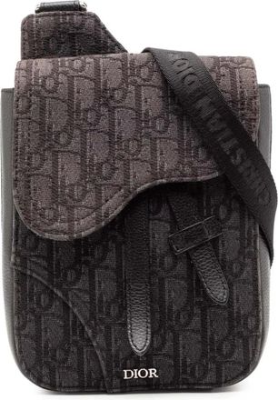 Dior 2020 Oblique Canvas Saddle Pouch crossbody bag - Brown