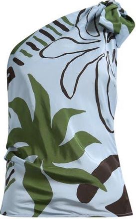 Topshop Scarf Print One-Shoulder Top in Medium Blue at Nordstrom Rack, Size 6 Us (Fits Like 2-4)