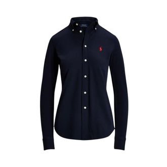 Ralph Lauren Shirts, female, Blue, Size: S Knit Oxford Shirt