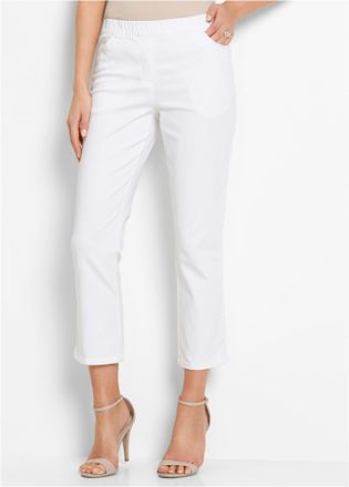 Bonprix Schlupfhose BONPRIX 7/8 Schlupfhose mit Stretch, Damen, Gr. 52, N-Gr, weiss (wei&szlig;), Obermaterial: 97% Baumwolle, 3% Elasthan, regular fit, Hosen Schlu