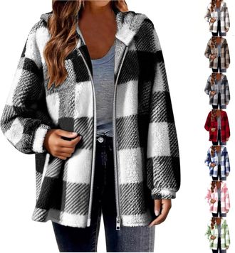 Generic Fleece Jacket Women Teddy Hoodies Winter Warm Coats Full Zip Stylish Fuzzy Sweatshirt Ladies Casual Jumper Outerwear