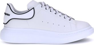 Alexander McQueen Mens Leather Sneakers White-Black White-White-Black Upper: Rubber Trainers White/white/black