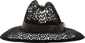 Brunello Cucinelli Black Openwork Woven Hat, Size Medium