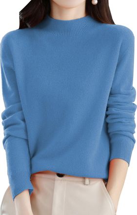 Generic Light Sweaters for Women Womens Cashmere Sweater Sweaters for Women Wool Jumper Pullover Slim Elastic Blue