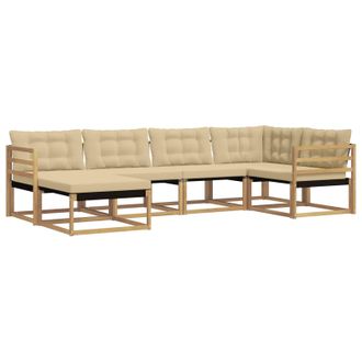 vidaXL Conjunto De Sof&aacute;s De Exterior Con Coj&iacute;n 6 Pcs Y Beige Vidaxl