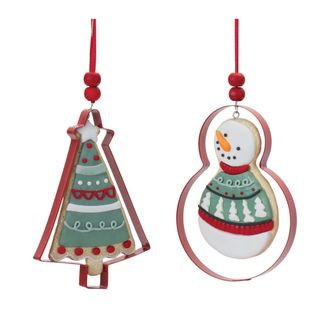 Melrose International Metal Cookie Cutter Ornament (Set of 12) - Red, White, Green