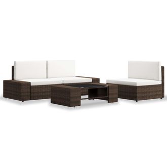 vidaXL Vidaxl - Juego De Muebles De Jard&iacute;n 4 Piezas Rat&aacute;n Sint&eacute;tico Marr&oacute;n