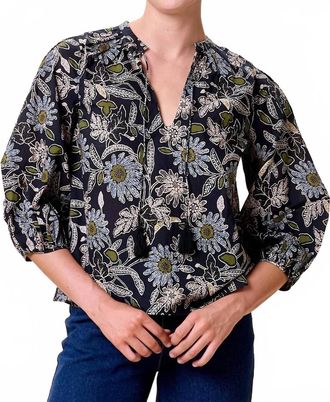 Cleobella Belle Blouse In Dark Magnolia Floral Print