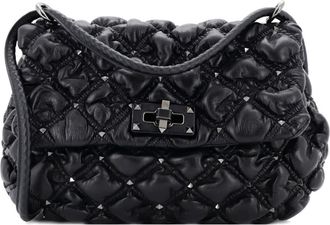 Valentino Garavani SpikeMe Flap Bag Quilted Leather Medium crossbody bag - Black