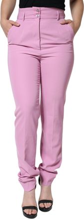 Dolce & Gabbana Pink Polyester High Waist Women Tapered Womens Pants