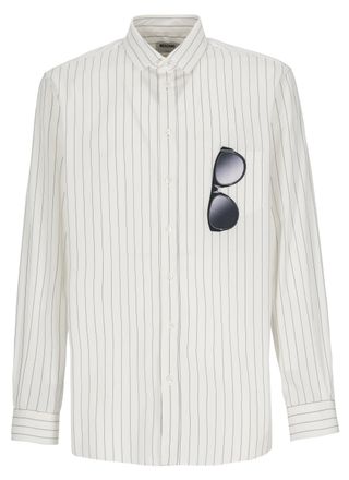 Moschino White All-Over Striped Sunglasses Pocket Shirt