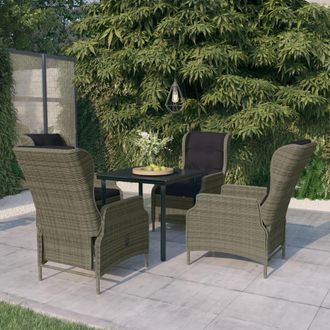 vidaXL Juego De Comedor De Jard&iacute;n 5 Piezas Con Cojines Marr&oacute;n Vidaxl