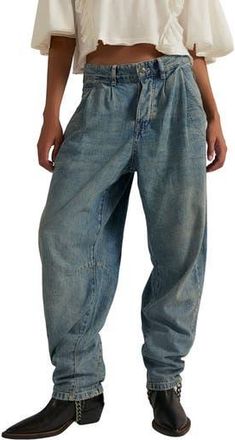 Free People Heartland High Waist Baggy Jeans in Creekstone at Nordstrom Rack, Size 30