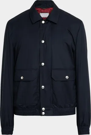 Brunello Cucinelli Men & apos;s Bonded Silk and Virgin Wool Shirt Jacket