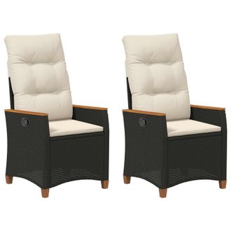 vidaXL Silla De Jard&iacute;n Reclinable Negro Y Crema 64 X 57,5 X 112 Cm Vidaxl