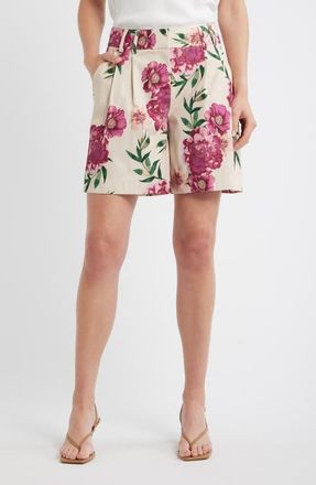 Tahari by ASL Floral Bermuda Shorts in Sand Berry Floral at Nordstrom, Size 10