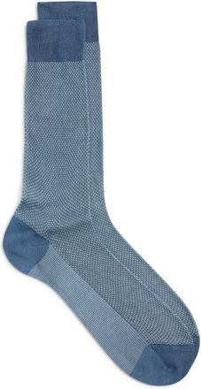 Canali Birds Eye Jacquard Cotton Dress Socks in Blue at Nordstrom, Size Medium