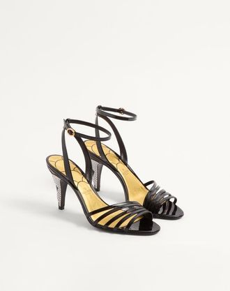 Valentino Garavani Sandalo Ladycrush In Vernice Con Cristalli 85Mm Donna NERO/SILVER 35.5