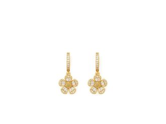 Kate Spade New York Fleurette Huggie Drop Womens Earrings Earring Clear/Gold, Brass/Cubic Zirconia/Gold-Plated