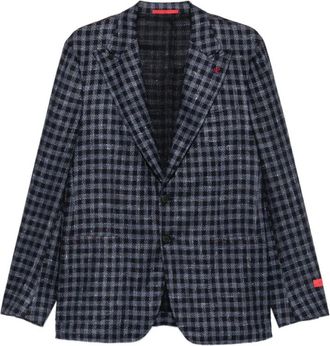 Isaia Gingham-Check Jacket - male - Isaia - Blazers - Blue - 2XL - Jackets